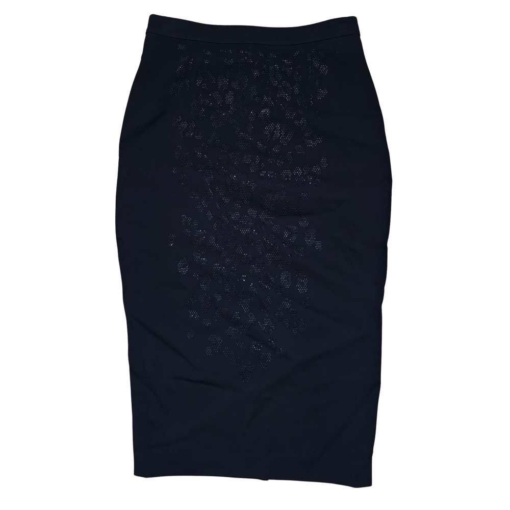 A.L.C. Black Pencil Skirt with Textured Leopard Detail – Size 2